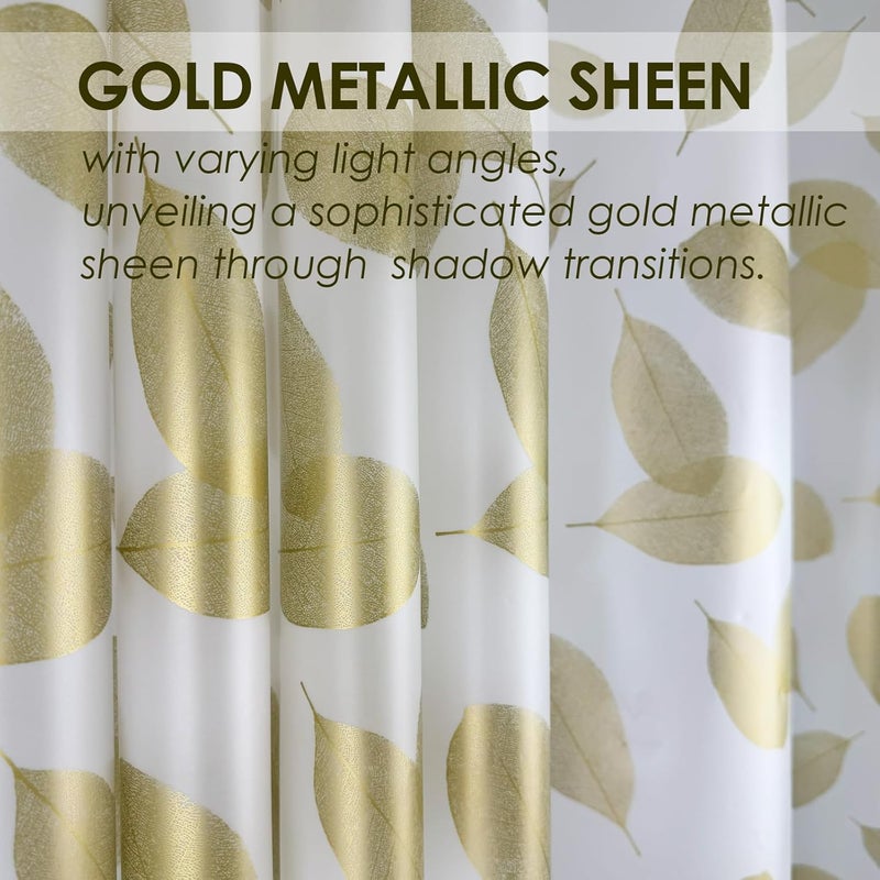 TRIMENGO Plastic Shower Curtain Liner, Waterproof Printed PEVA Shower Curtain with Design, Gold Leaf Pattern, Rustproof Grommets, Standard Size 70x72 Bathtub Curtain for Bathroom (Pack of 1) - Image 3